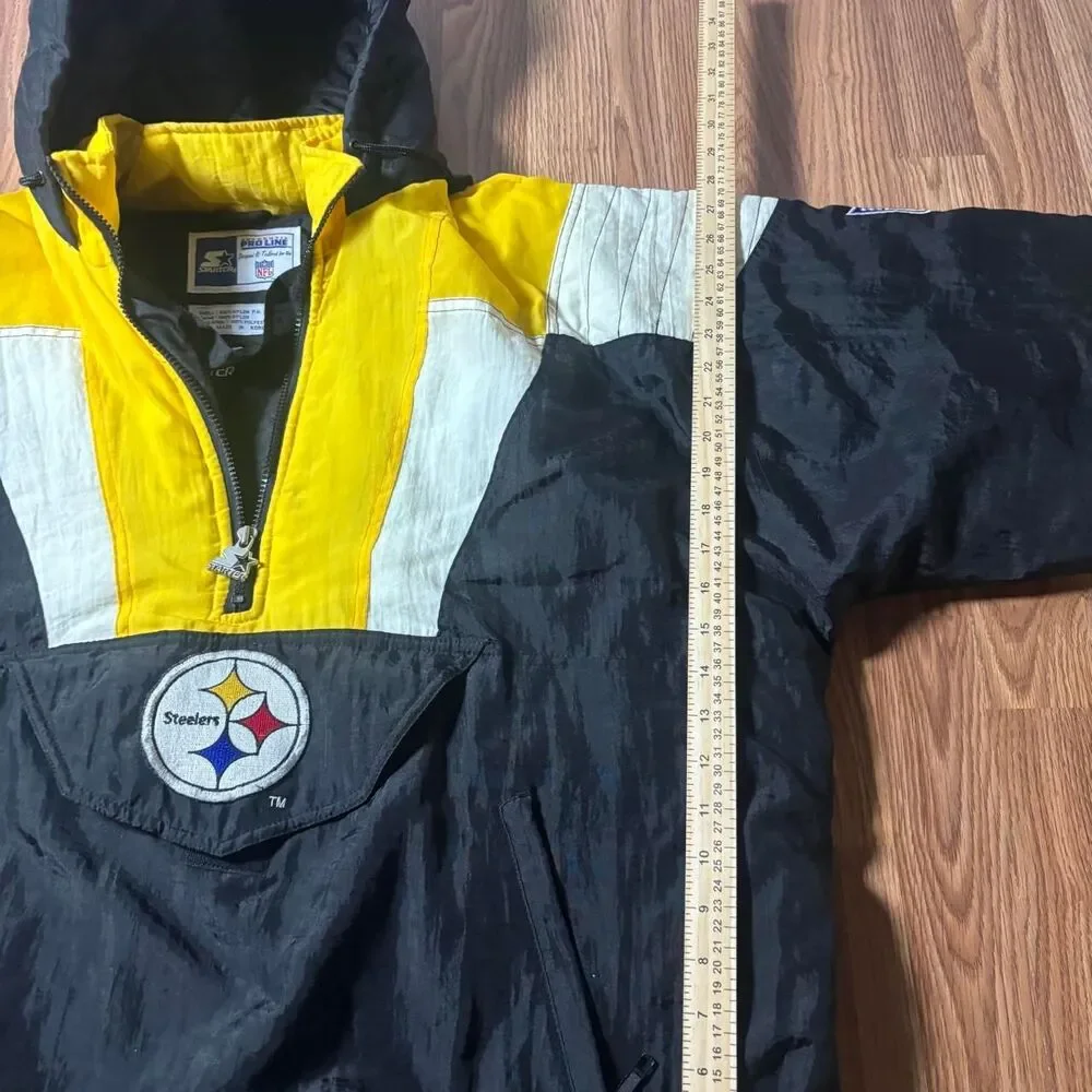 Starter NFL Pro Line Pittsburgh Steelers 1/2 Zip Hooded Jacket Men XL Quilted